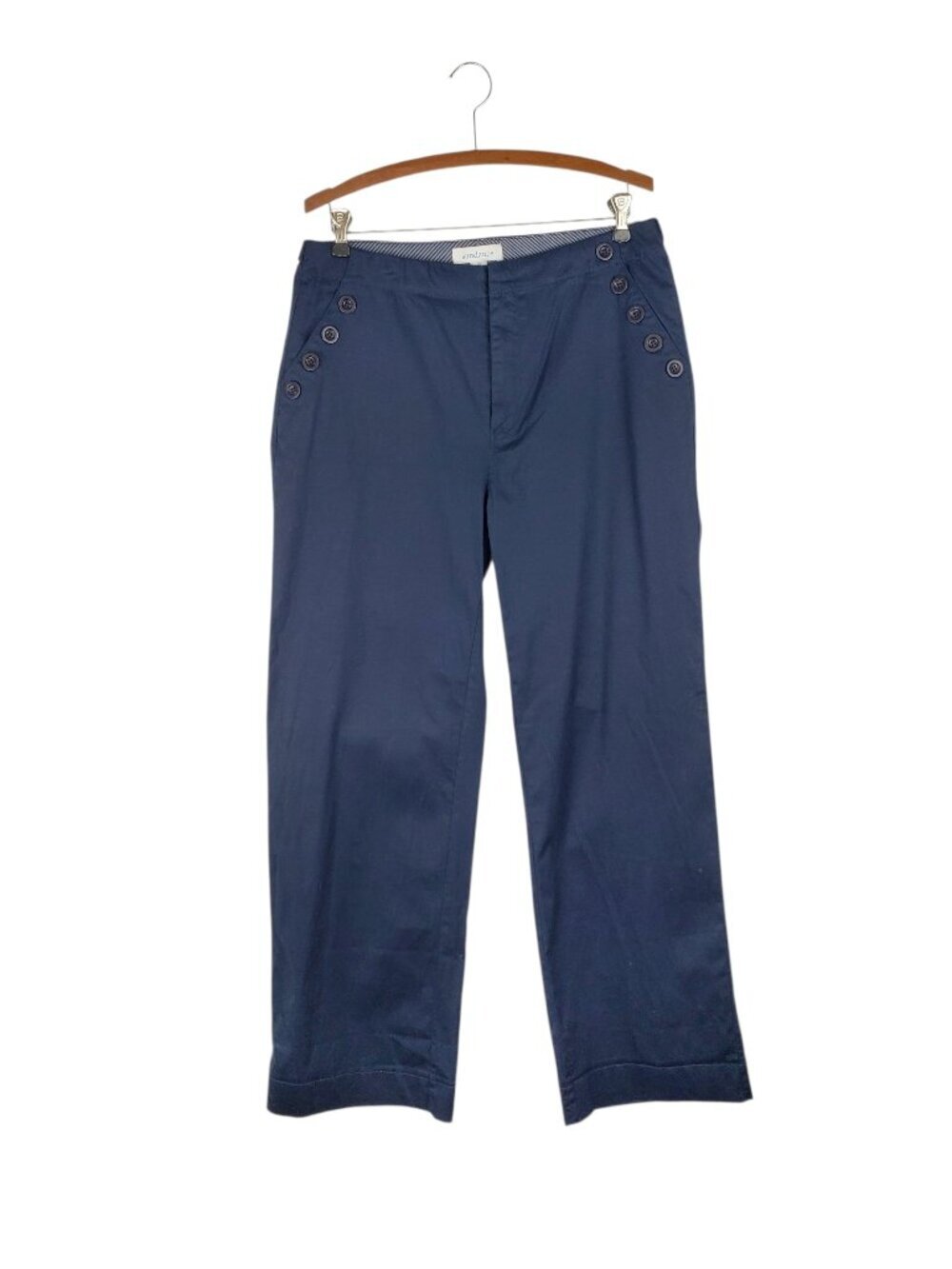 Sundance Sailor Pants Navy Blue Wide Straight Leg Chinos Womens 10